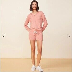 Monrow faded coral vintage sweat shorts